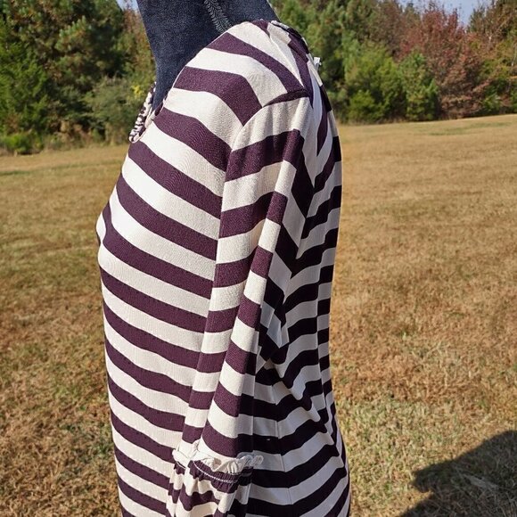 CBOCS (Cracker Barrel) Deep Purple/Cream Striped Dress Size L (NWT) - Picture 2 of 9
